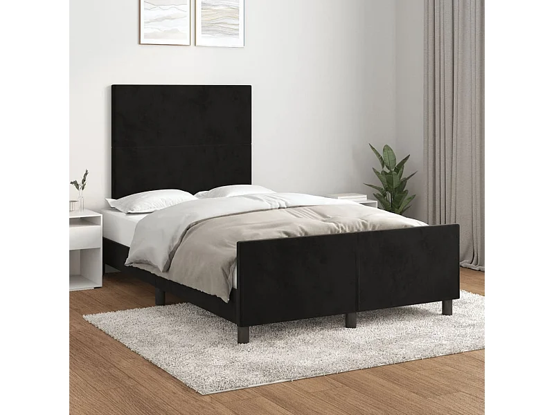 Lit simple | Lit adulte, enfant | Cadre de lit noir 120x190 cm velours