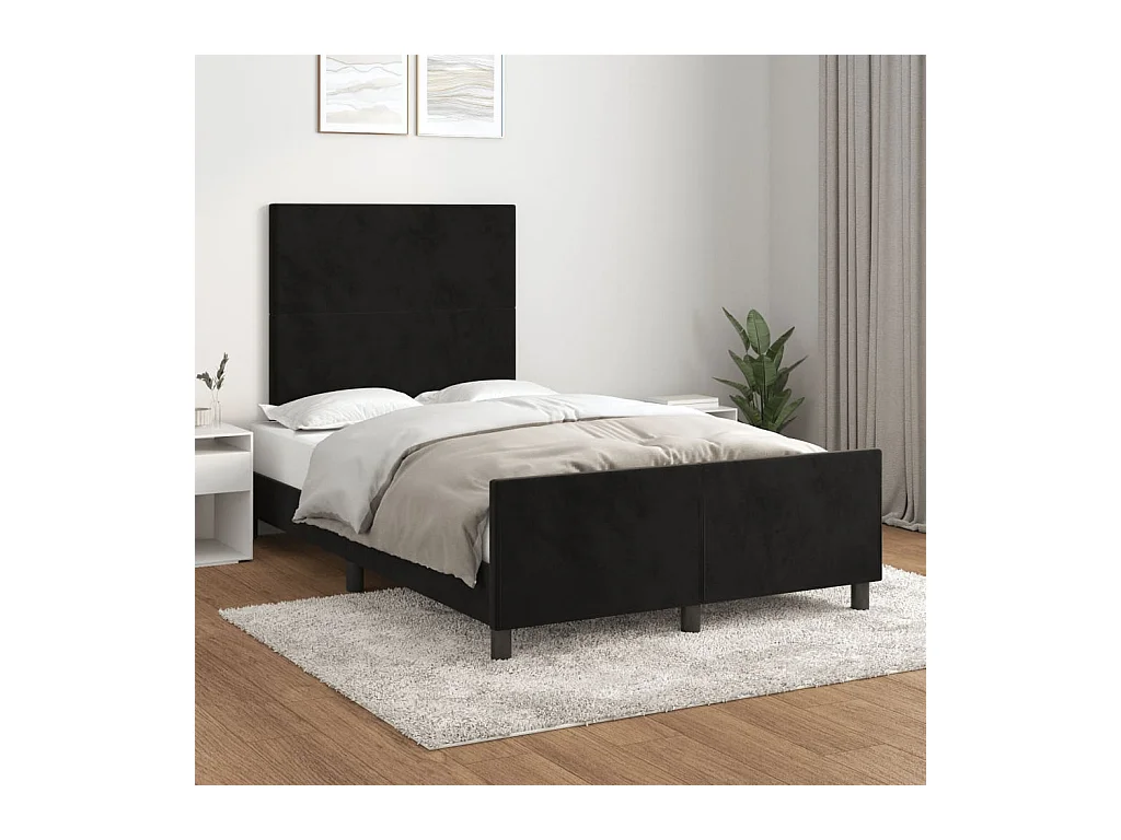 Lit simple | Lit adulte, enfant | Cadre de lit noir 120x190 cm velours