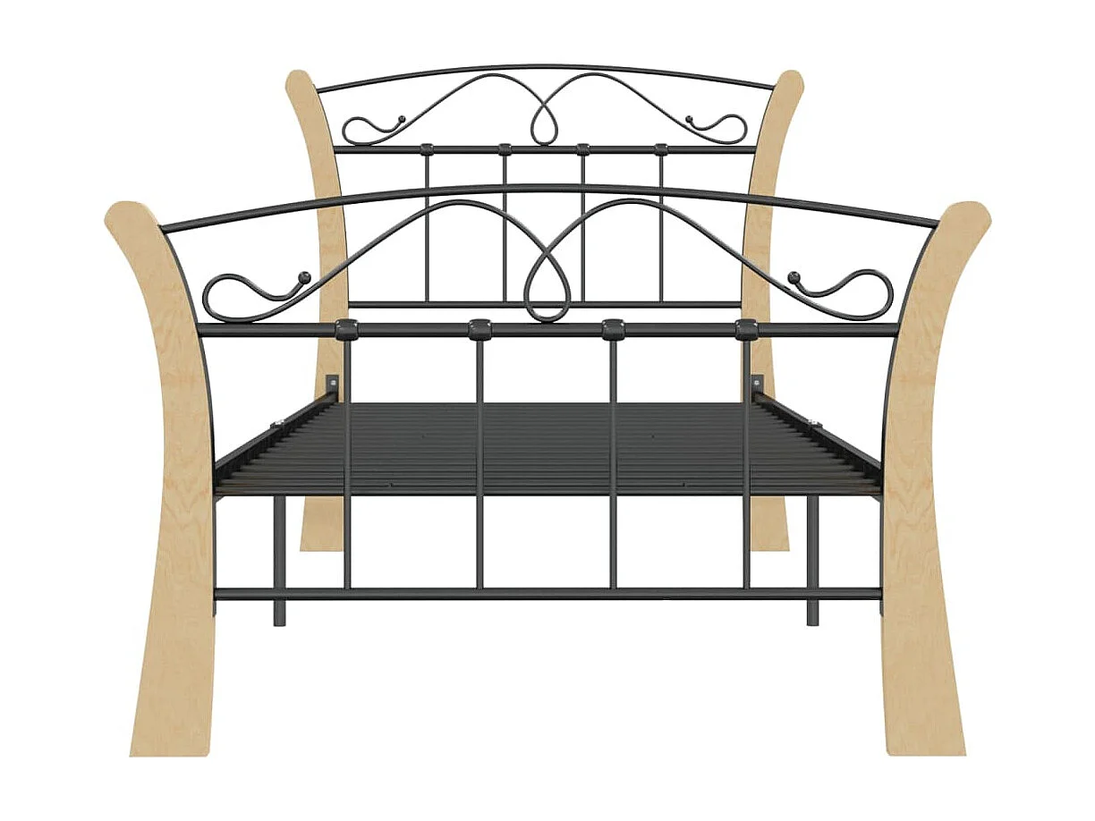 Lit simple | Lit adulte, enfant | Cadre de lit noir métal 90x200 cm