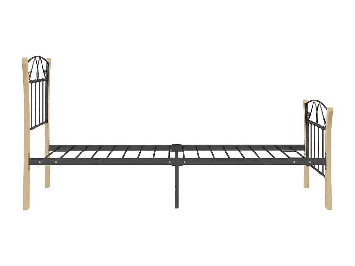 Lit simple | Lit adulte, enfant | Cadre de lit noir métal 90x200 cm