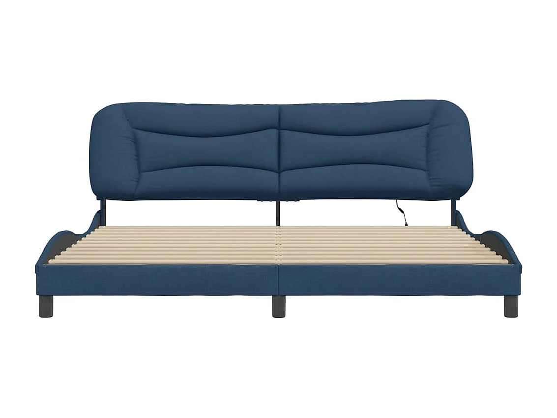 Lit double | Lit adulte | Cadre de lit avec LED bleu 200x200 cm tissu