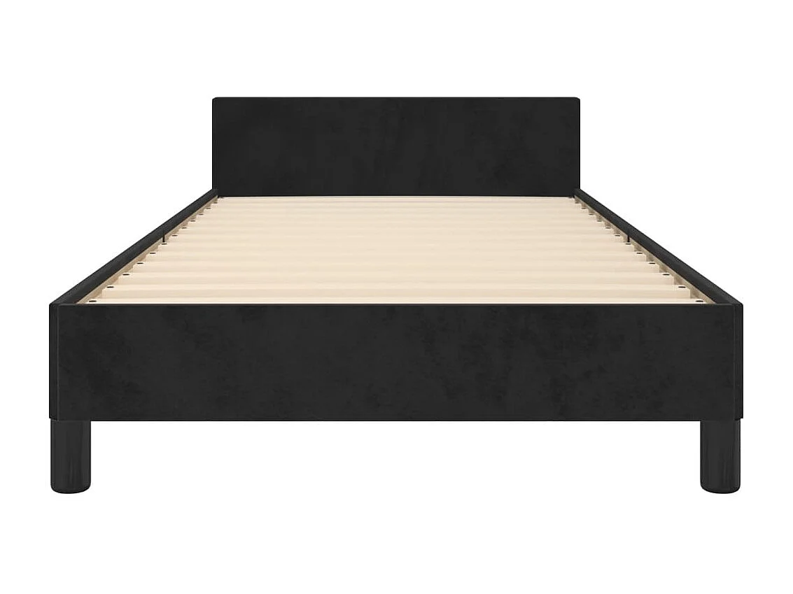 Lit simple | Lit adulte, enfant | Cadre de lit noir 90x190 cm velours