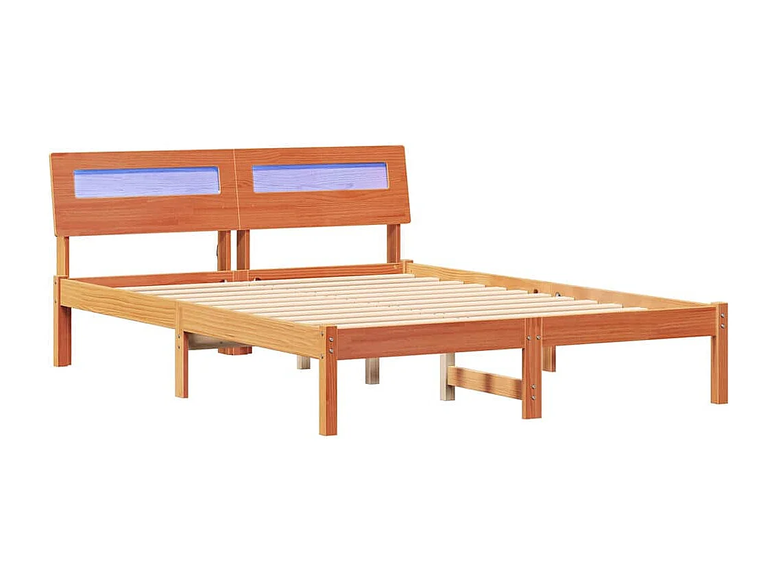 Lit simple | Lit adulte, enfant | Cadre de lit Marron cire 120x200 cm Bois massif en pin