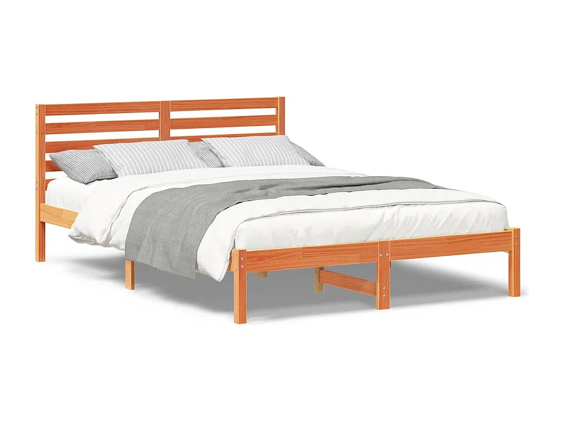 Lit double | Lit adulte | Cadre de lit Marron cire 140x220 cm Bois massif en pin
