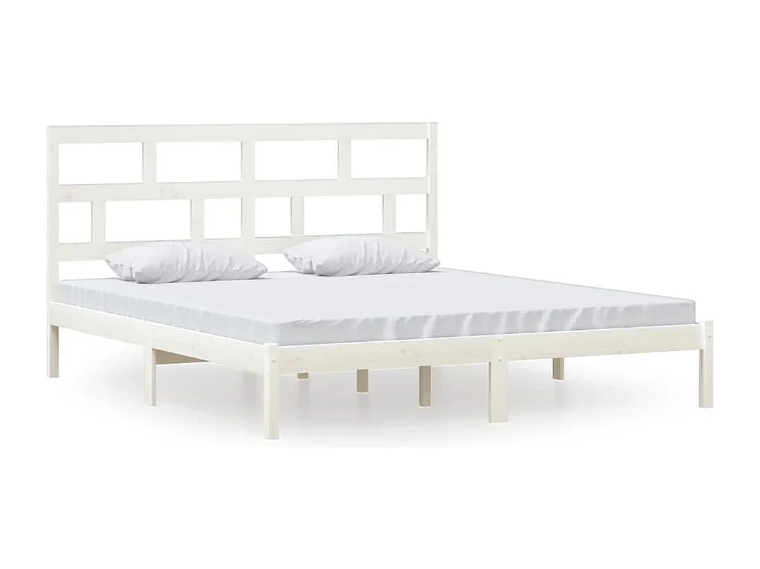 Lit double | Lit adulte | Cadre de lit blanc bois massif 180x200 cm