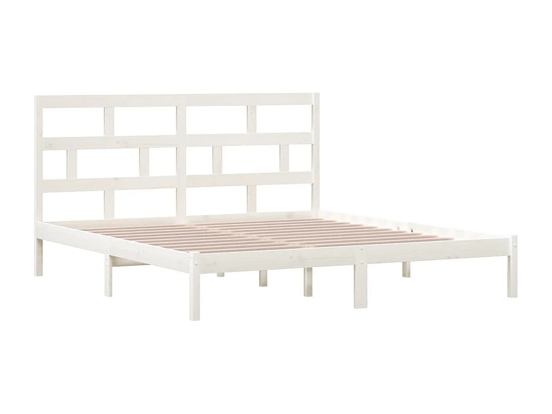 Lit double | Lit adulte | Cadre de lit blanc bois massif 180x200 cm