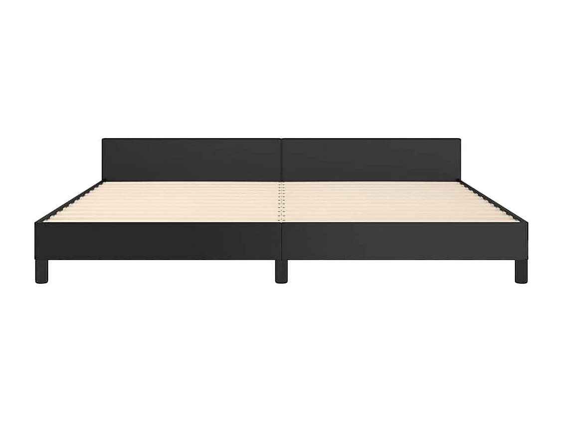 Lit double | Lit adulte | Cadre de lit avec tête de lit noir 200x200 cm