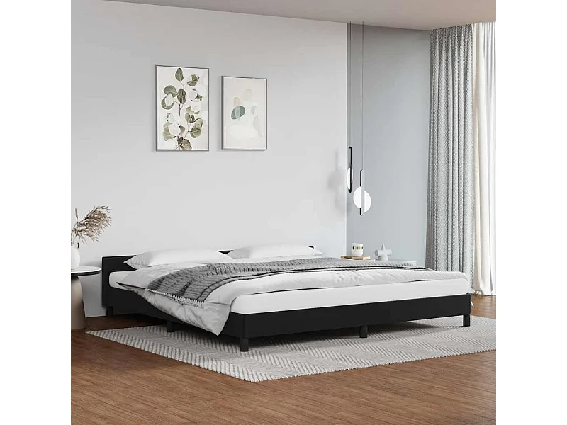 Lit double | Lit adulte | Cadre de lit avec tête de lit noir 200x200 cm