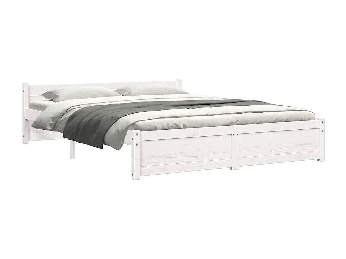 Lit double | Lit adulte | Cadre de lit blanc bois massif 150x200 cm