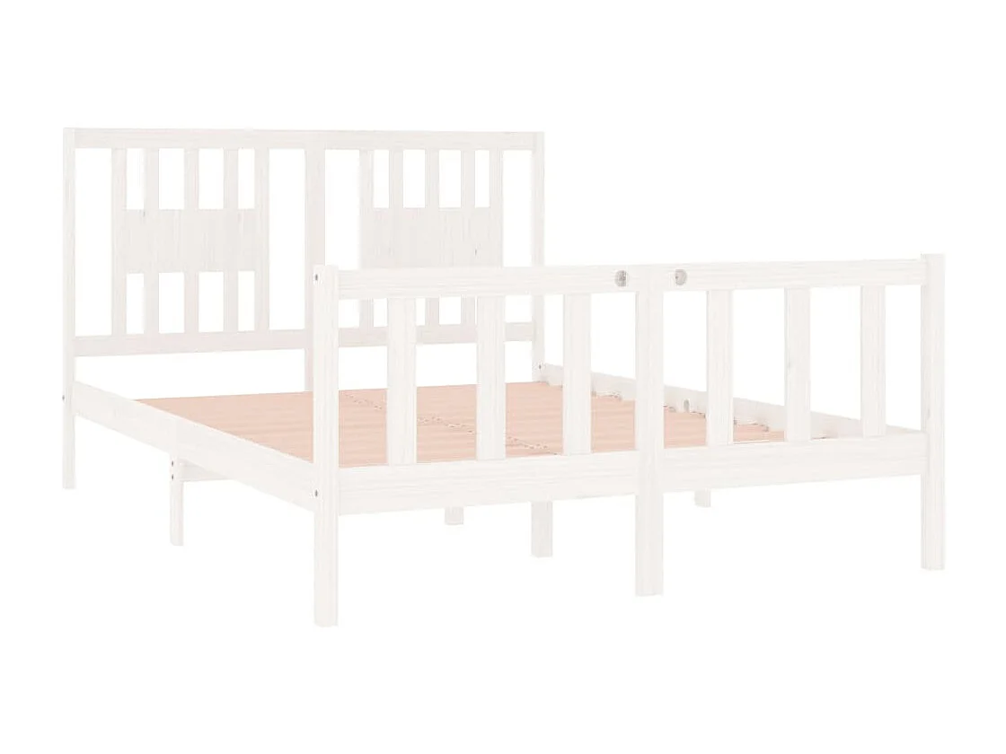 Lit double | Lit adulte | Cadre de lit blanc 140x190 cm bois massif