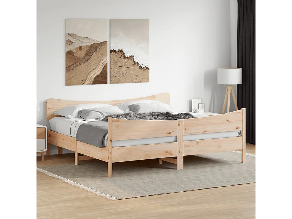 Lit double | Lit adulte | Cadre de lit 200x200 cm bois massif de pin