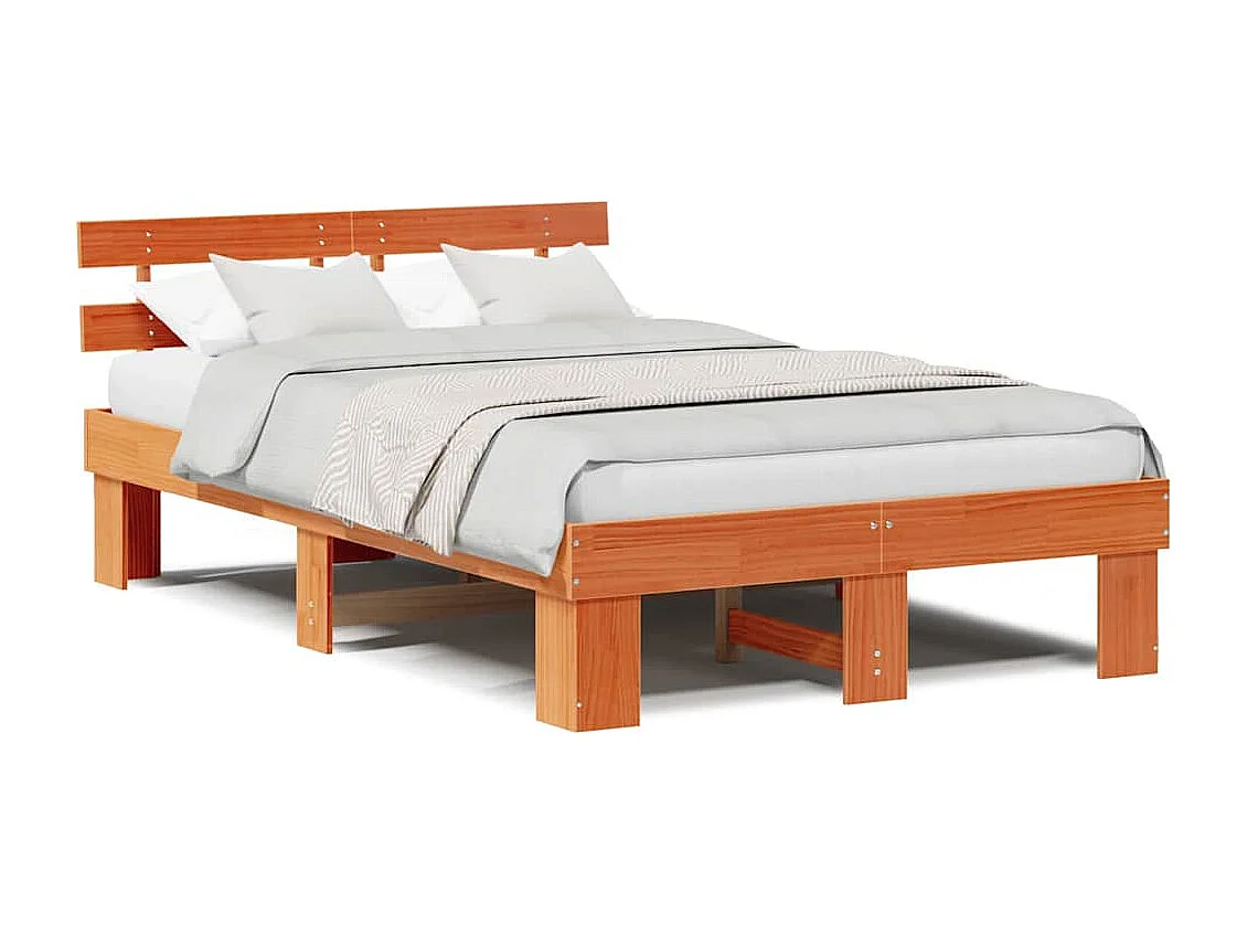 Lit simple | Lit adulte, enfant | Cadre de lit Marron 120x200 cm Bois de pin massif