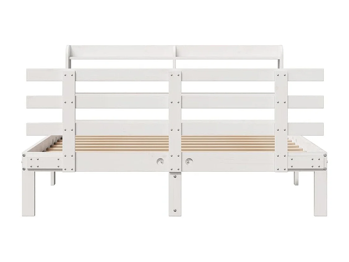 Lit simple | Lit adulte, enfant | Cadre de lit avec tête de lit blanc 120x190 cm