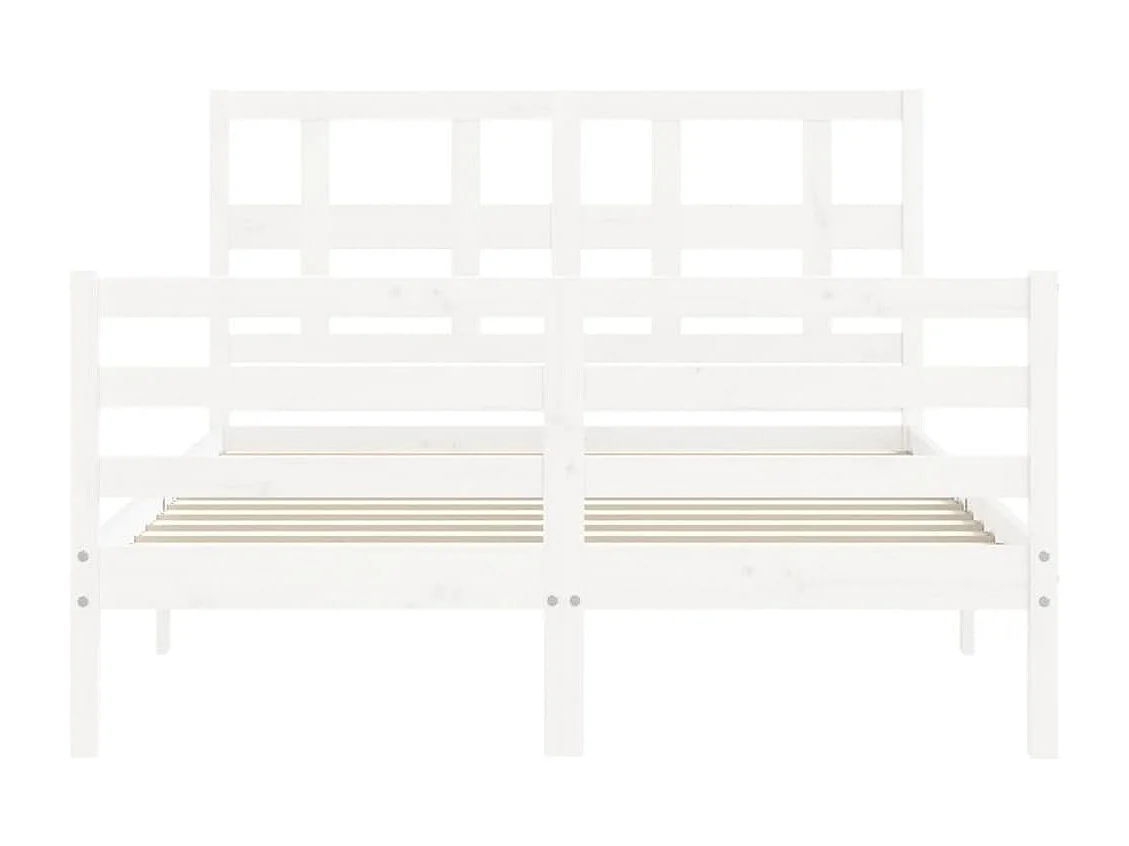Lit double | Lit adulte | Cadre de lit blanc 140x190 cm bois massif