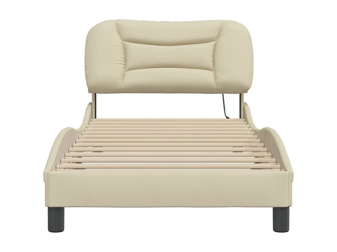 Bedframe | Eenpersoonsbed zonder matras "Hvar" 90x190 cm stof crmekleurig