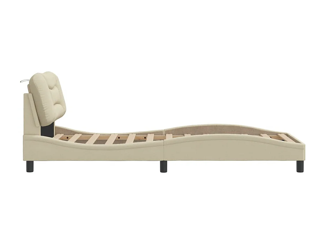 Bedframe | Eenpersoonsbed zonder matras "Hvar" 90x190 cm stof crmekleurig