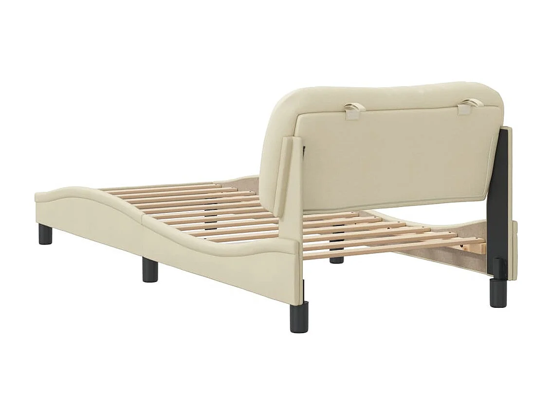 Bedframe | Eenpersoonsbed zonder matras "Hvar" 90x190 cm stof crmekleurig