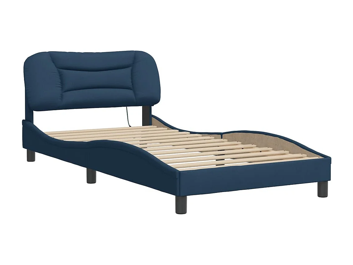 Lit simple | Lit adulte, enfant | Cadre de lit avec LED bleu 100x200 cm tissu