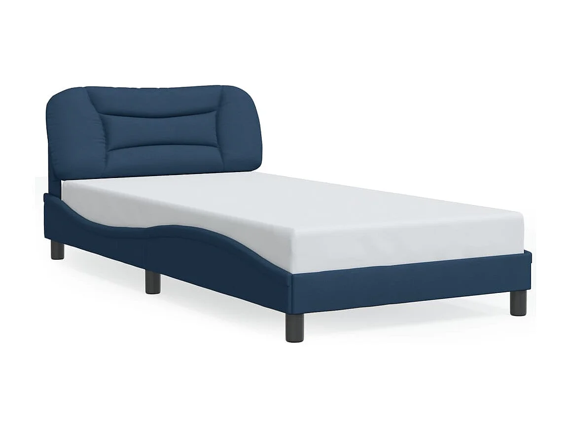 Lit simple | Lit adulte, enfant | Cadre de lit avec LED bleu 100x200 cm tissu