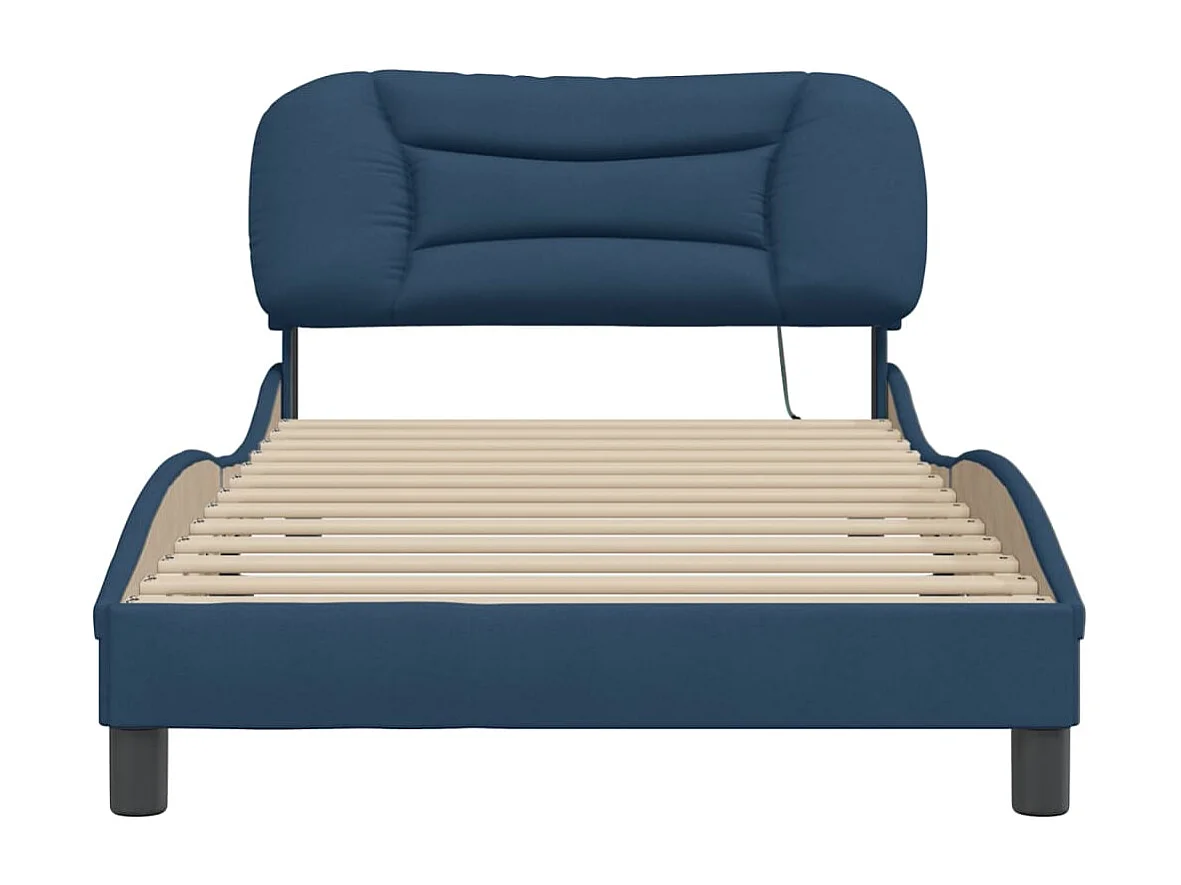 Lit simple | Lit adulte, enfant | Cadre de lit avec LED bleu 100x200 cm tissu
