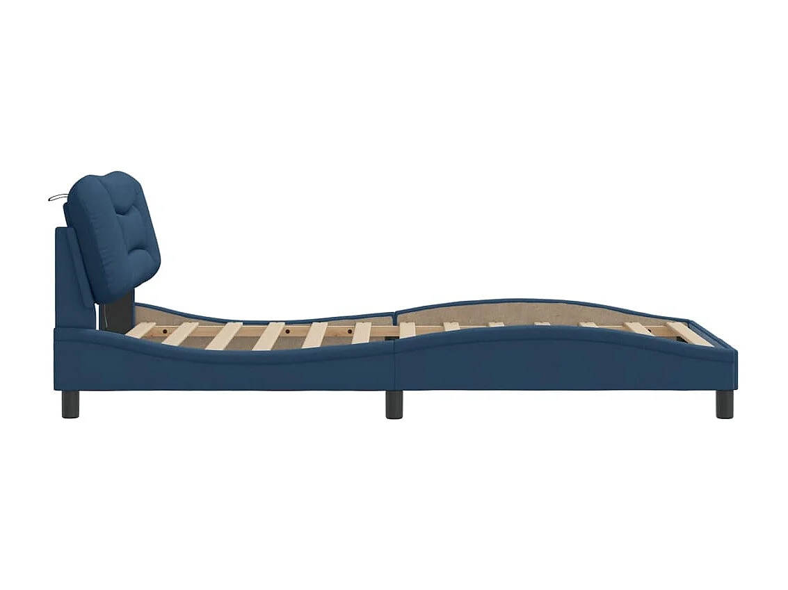 Lit simple | Lit adulte, enfant | Cadre de lit avec LED bleu 100x200 cm tissu