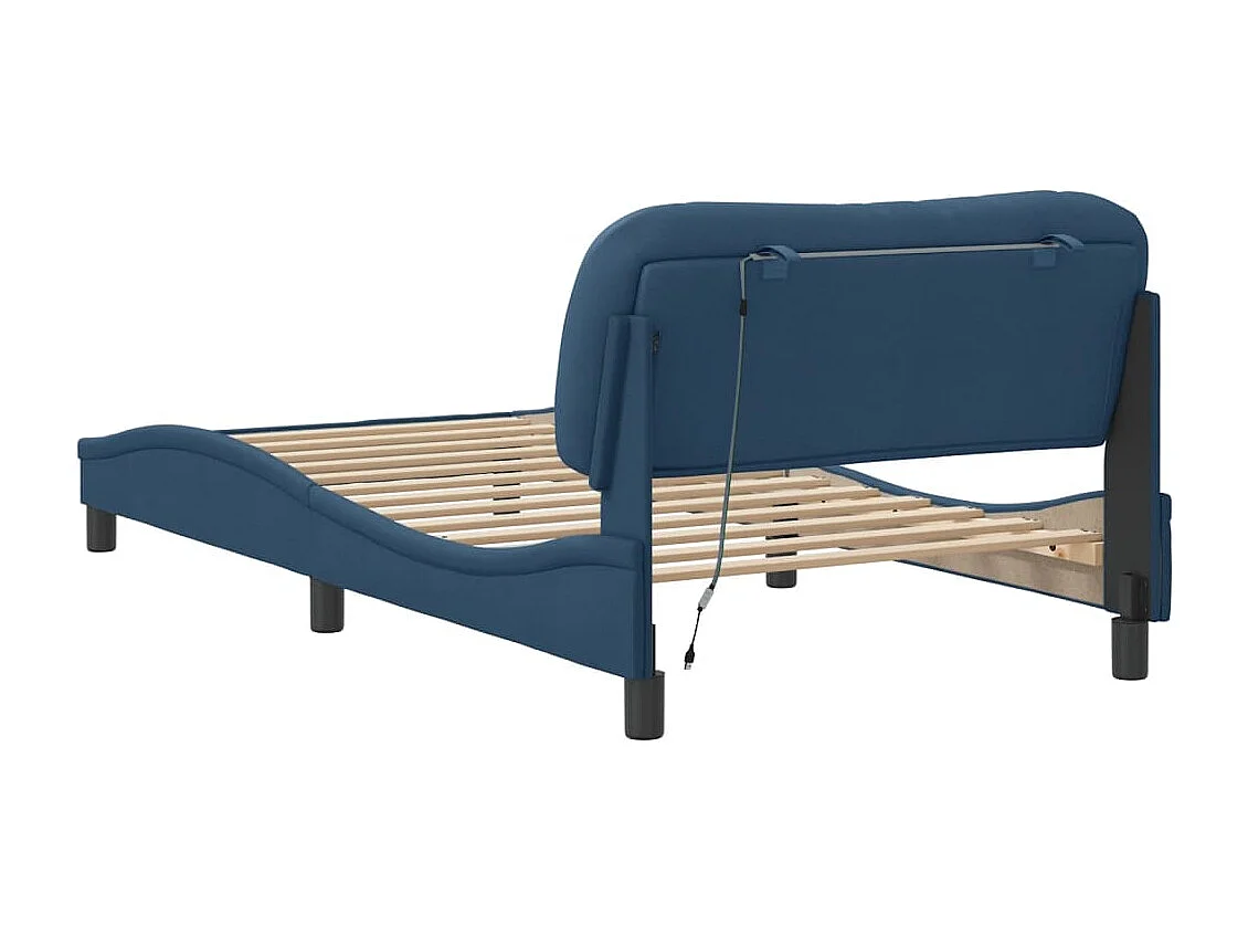 Lit simple | Lit adulte, enfant | Cadre de lit avec LED bleu 100x200 cm tissu