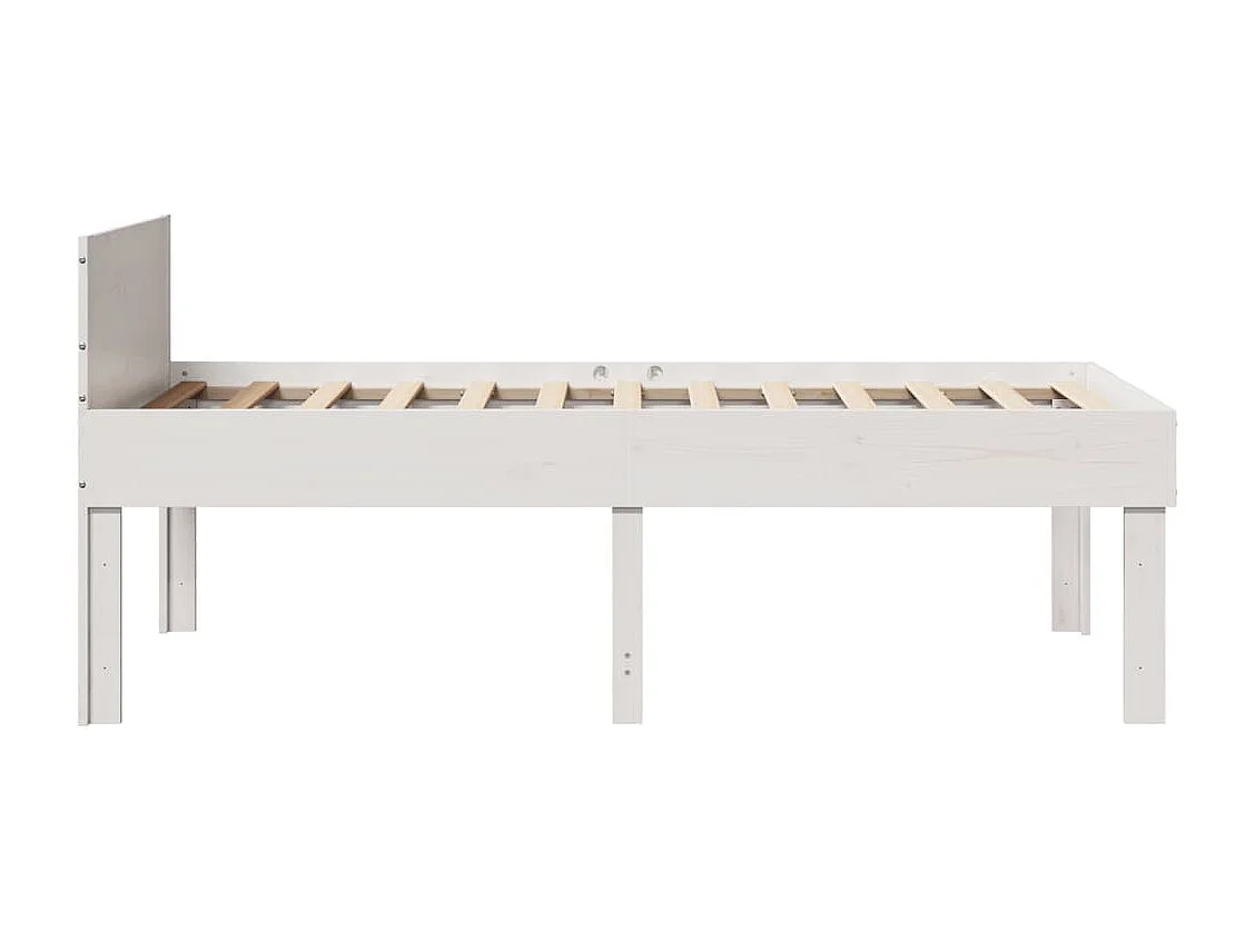 Lit simple | Lit adulte, enfant | Cadre de lit blanc 80x200 cm bois massif de pin