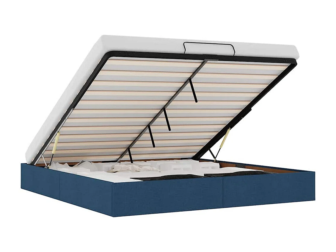 Lit double | Lit adulte | Cadre de lit ottoman bleu 160x200 cm tissu