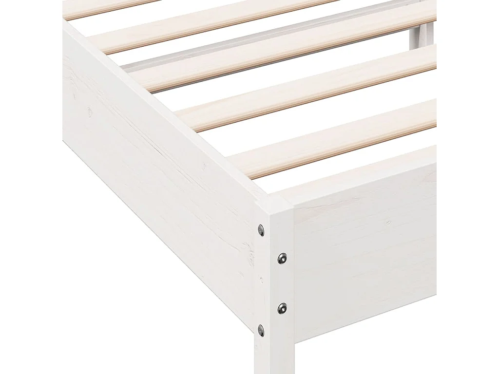 Lit simple | Lit adulte, enfant | Cadre de lit blanc 75x190 cm bois de pin massif