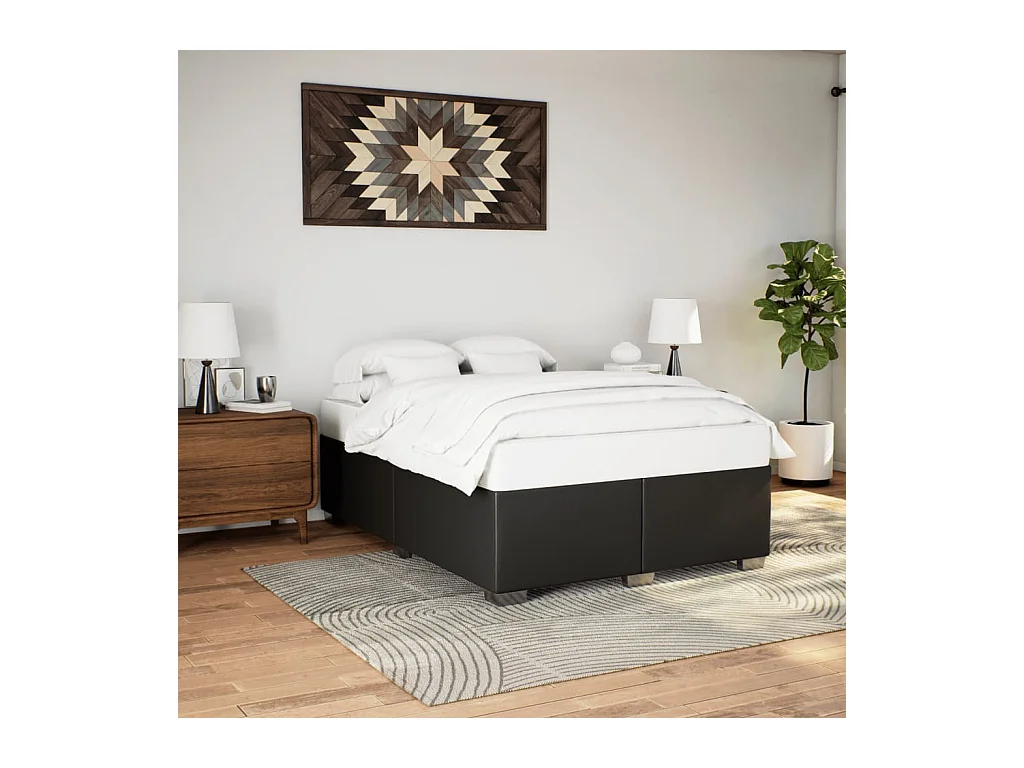 Letto per adulti | Letto matrimoniale | Giroletto Nero 160x200 cm in Similpelle