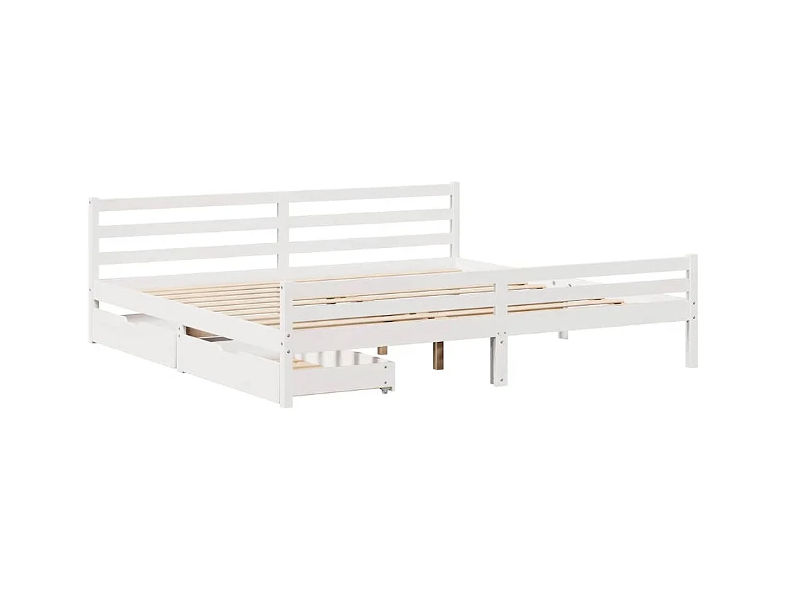 Letto per adulti | Letto matrimoniale | Giroletto senza Materasso Bianco 200x200 cm Legno Massello Pino