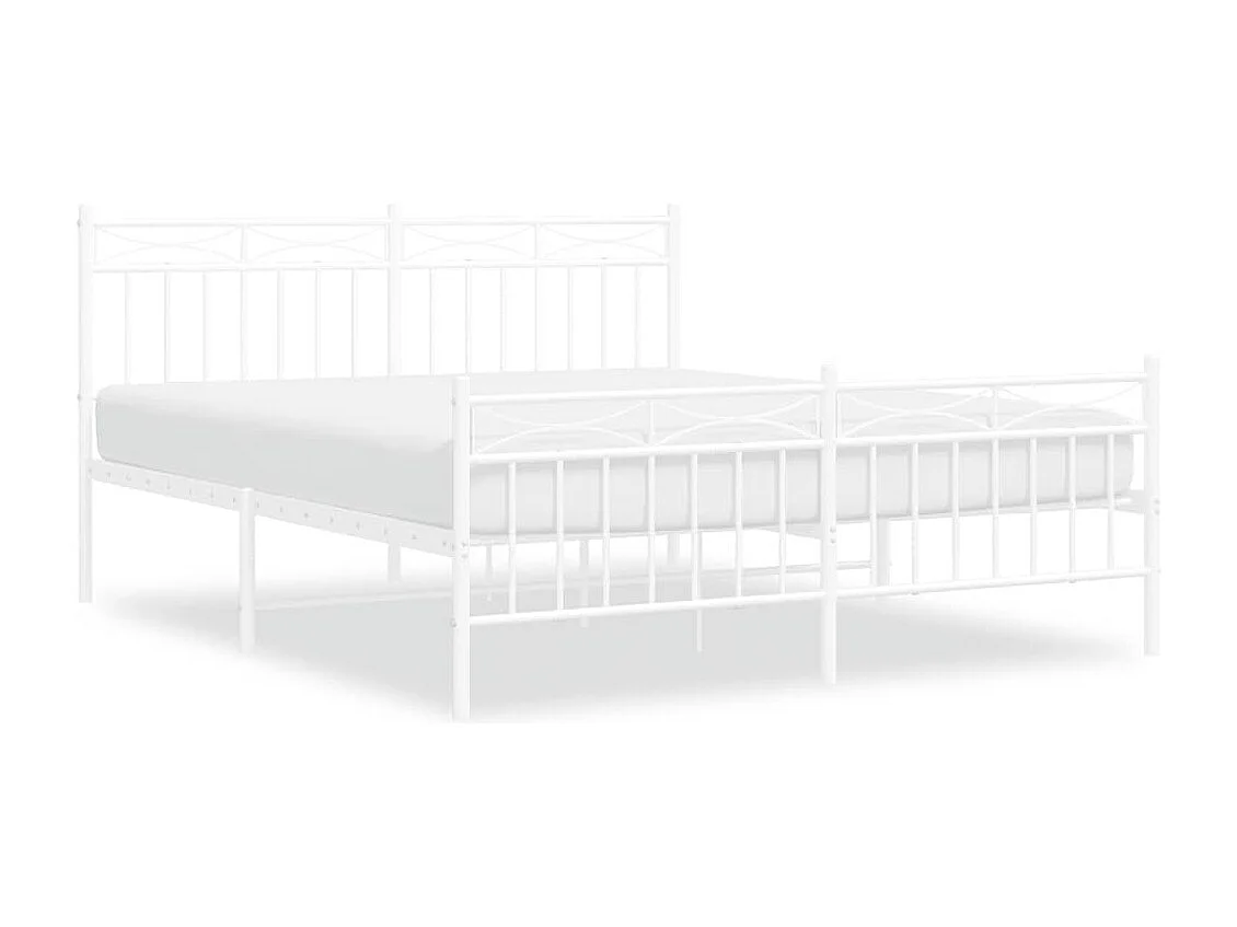 Lit double | Lit adulte | Cadre de lit métal et pied de lit blanc 150x200 cm