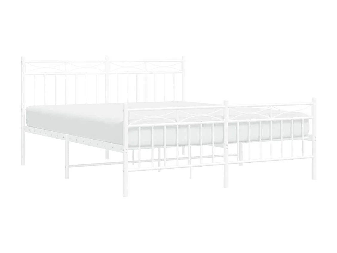 Lit double | Lit adulte | Cadre de lit métal et pied de lit blanc 150x200 cm