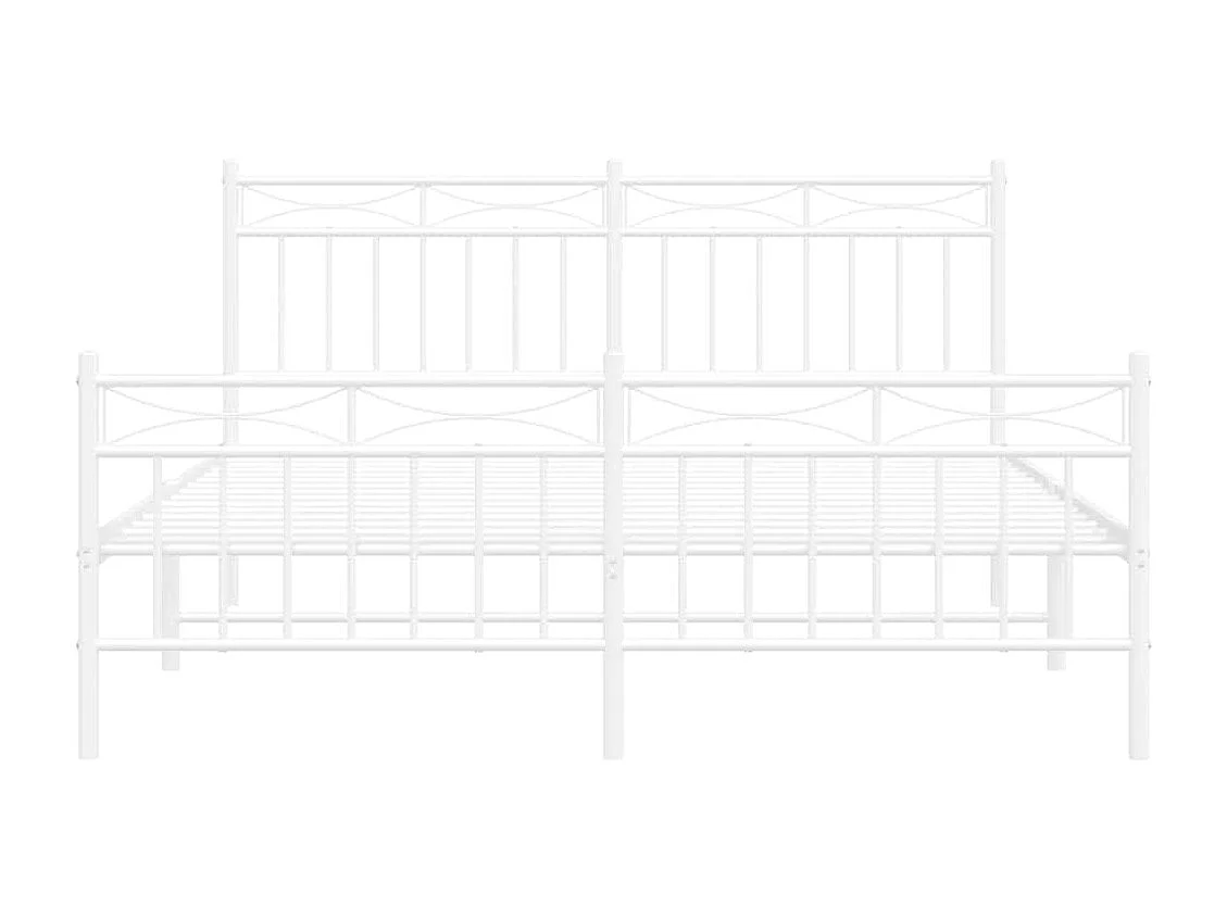 Lit double | Lit adulte | Cadre de lit métal et pied de lit blanc 150x200 cm