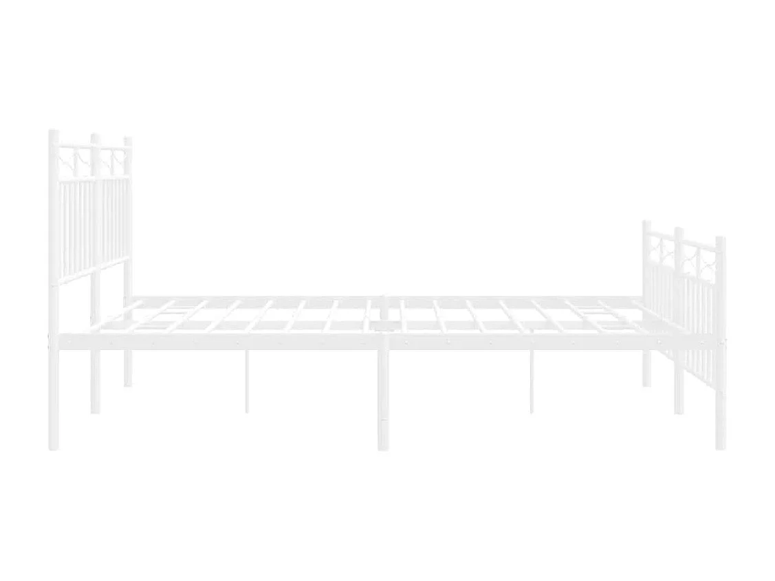 Lit double | Lit adulte | Cadre de lit métal et pied de lit blanc 150x200 cm