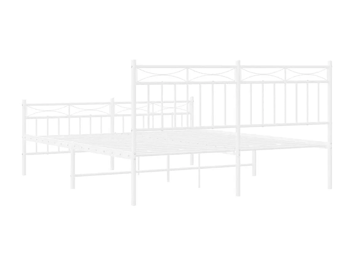Lit double | Lit adulte | Cadre de lit métal et pied de lit blanc 150x200 cm