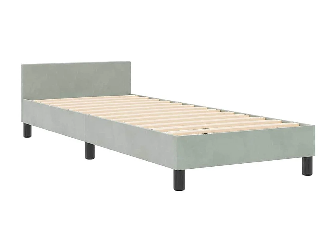 Lit simple | Lit adulte, enfant | Cadre de lit avec tête de lit Gris clair 80x200 cm Velours