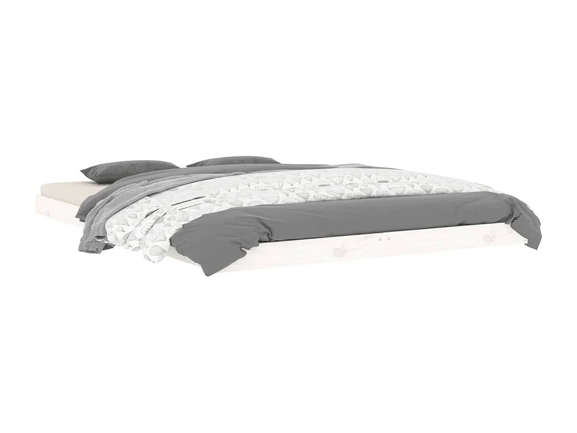 Lit double | Lit adulte | Cadre de lit blanc 135x190 cm bois de pin massif