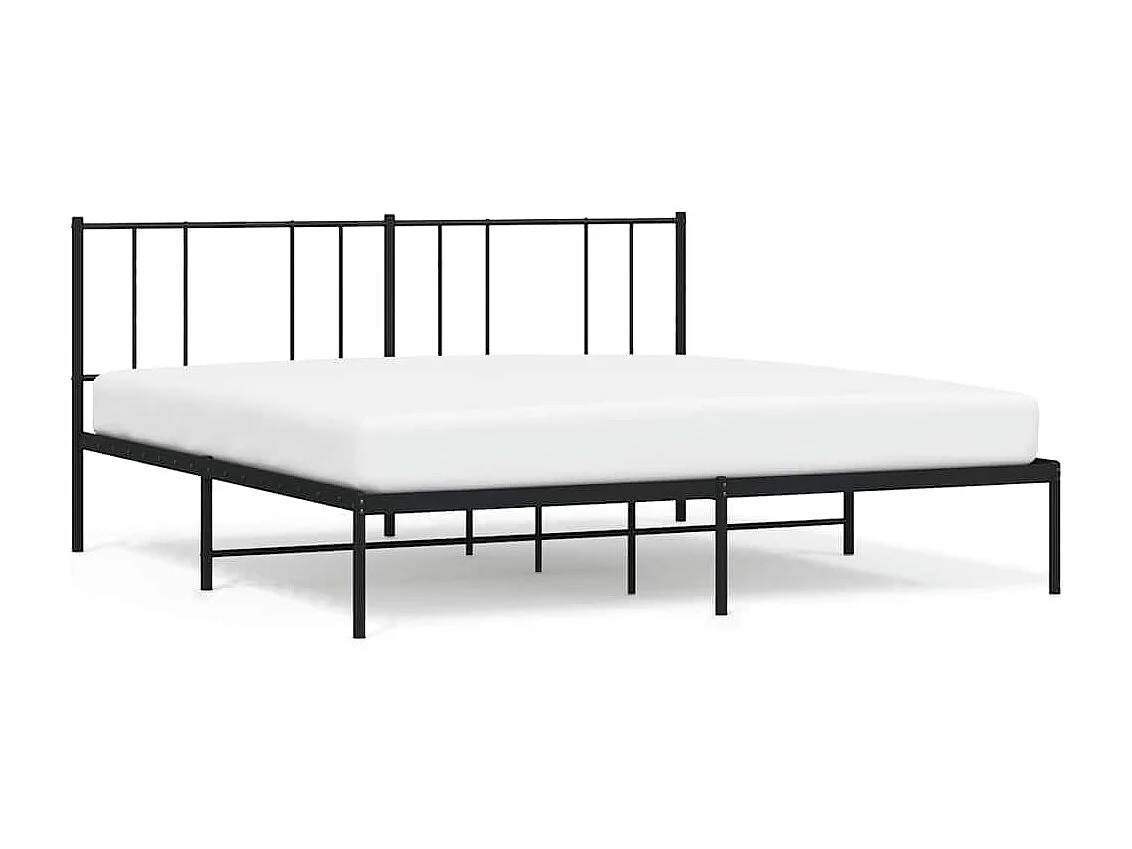 Lit double | Lit adulte | Cadre de lit métal avec tête de lit noir 183x213cm