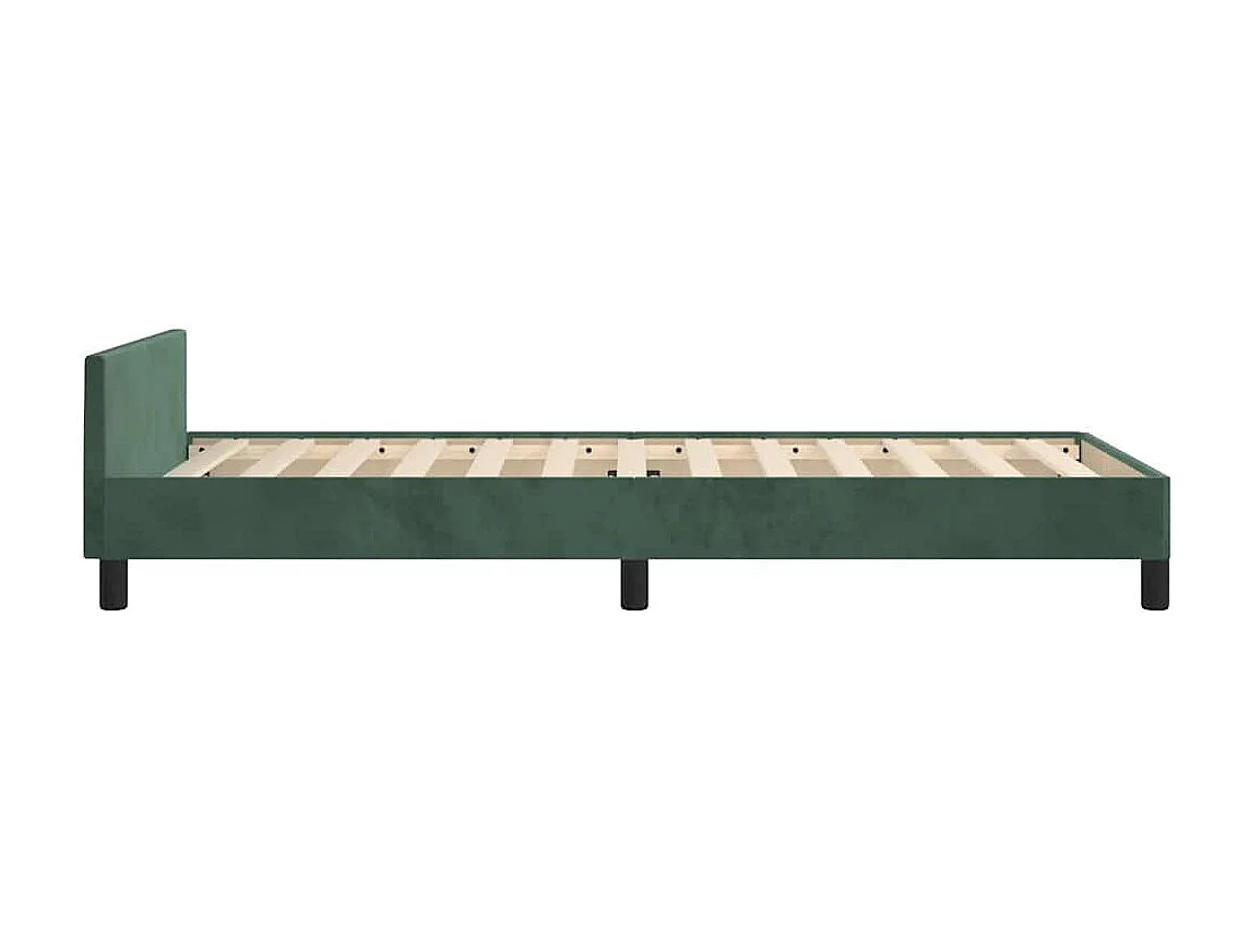 Lit simple | Lit adulte, enfant | Cadre de lit vert foncé 90x190 cm velours