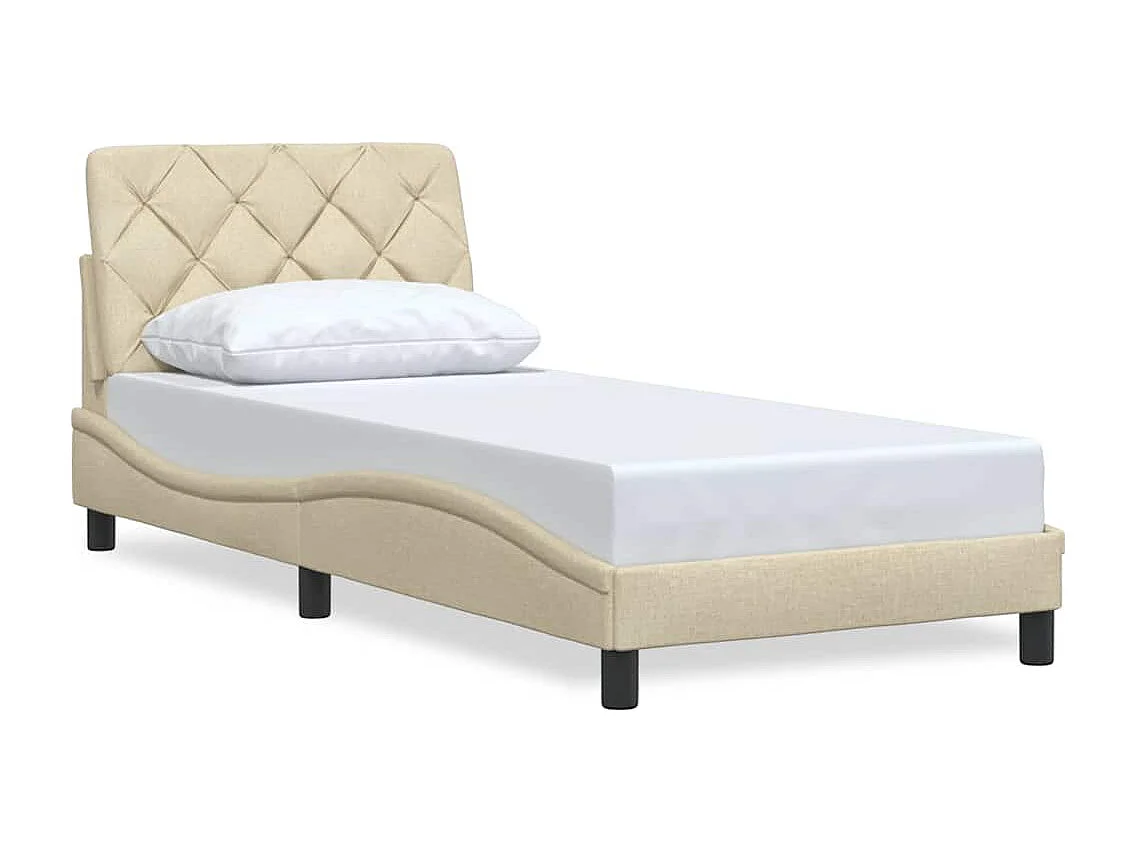 Bedframe | Eenpersoonsbed zonder matras 90x200 cm stof crmekleurig