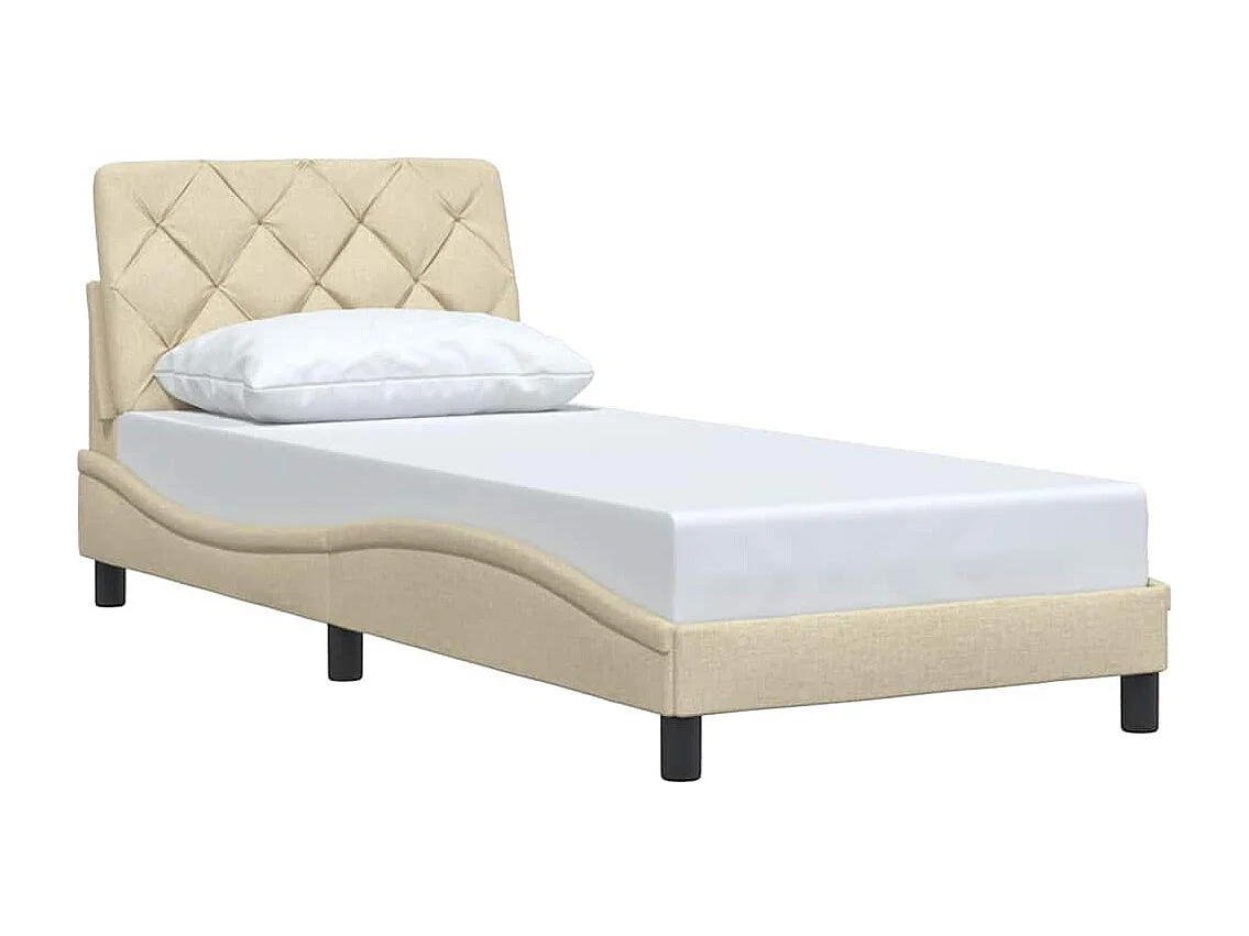Bedframe | Eenpersoonsbed zonder matras 90x200 cm stof crmekleurig