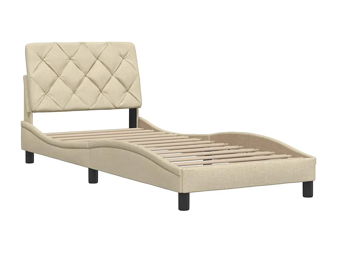Bedframe | Eenpersoonsbed zonder matras 90x200 cm stof crmekleurig