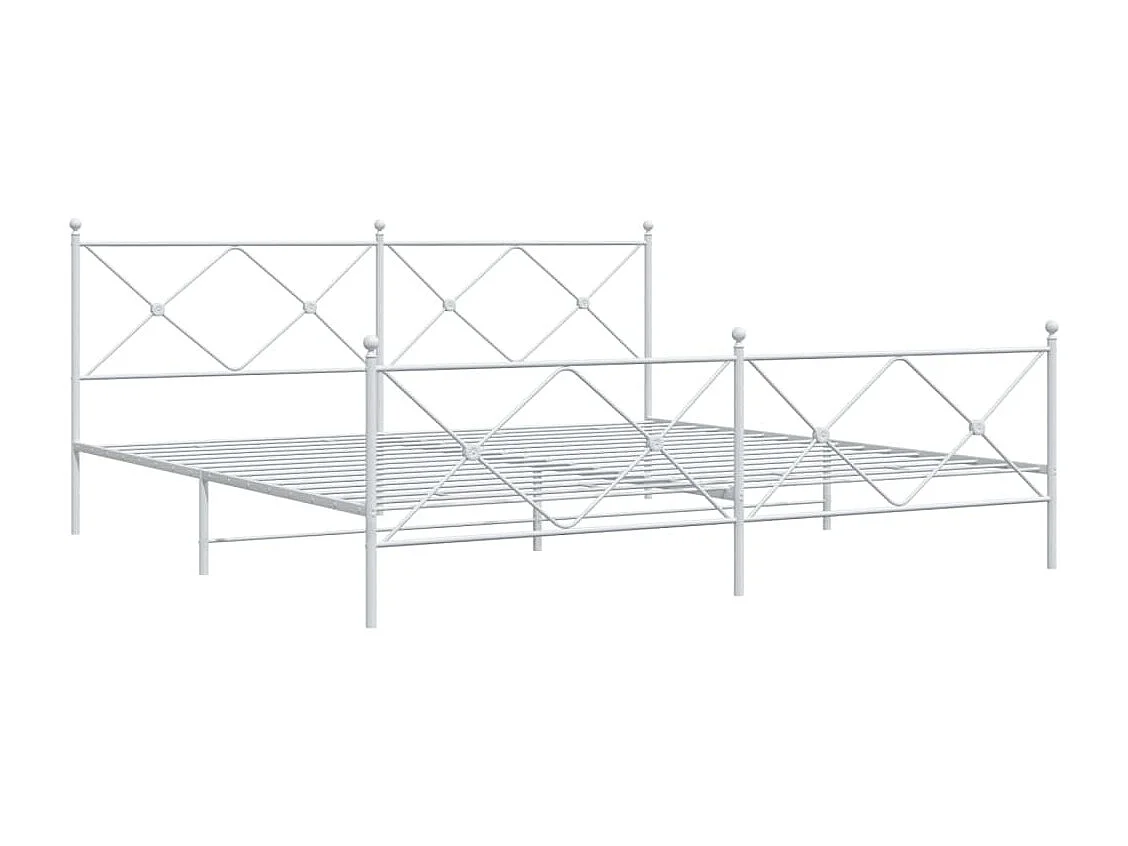 Lit double | Lit adulte | Cadre de lit métal et pied de lit blanc 193x203 cm