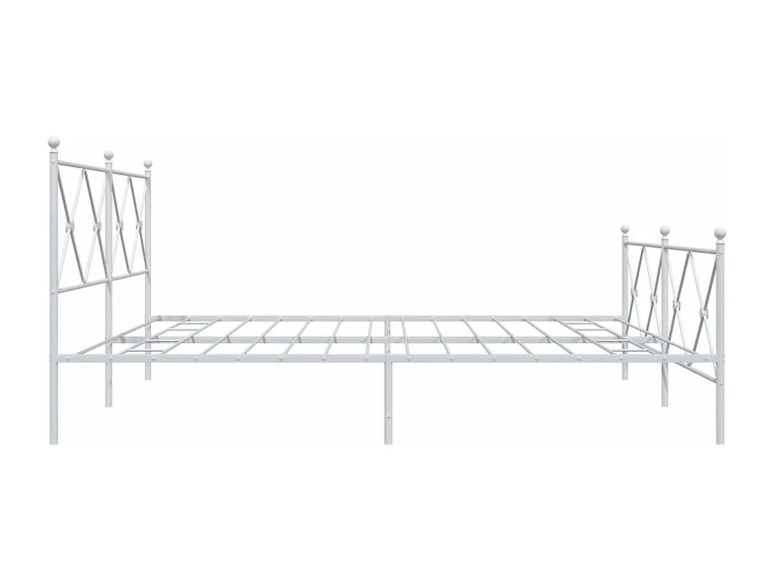 Lit double | Lit adulte | Cadre de lit métal et pied de lit blanc 193x203 cm