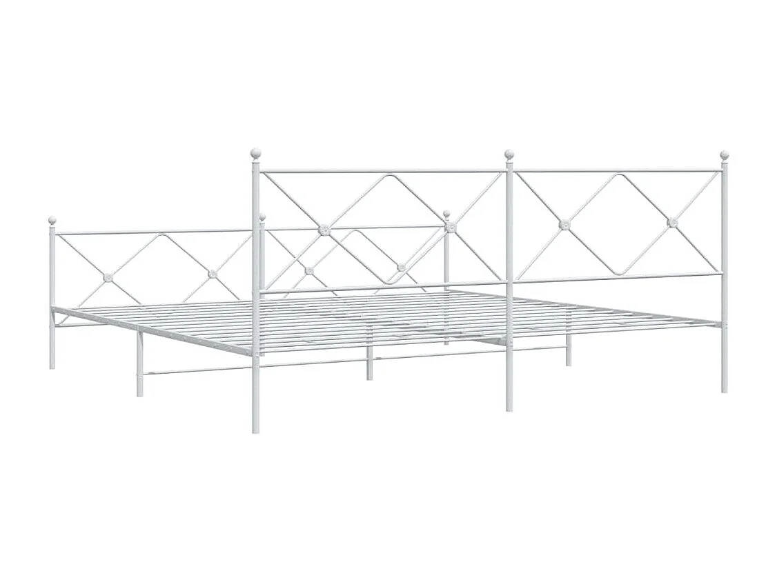 Lit double | Lit adulte | Cadre de lit métal et pied de lit blanc 193x203 cm