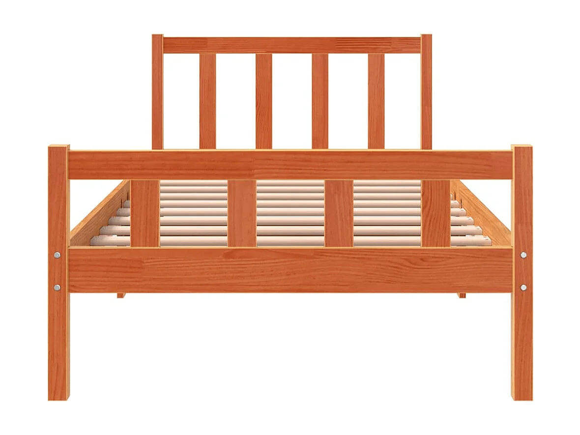 Lit simple | Lit adulte, enfant | Cadre de lit cire marron 75x190 cm bois pin massif