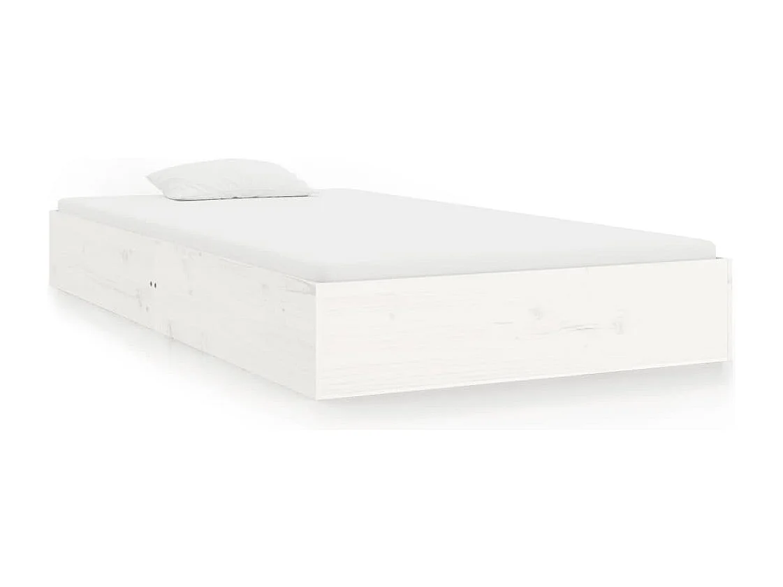 Lit simple | Lit adulte, enfant | Cadre de lit blanc bois massif 100x200 cm