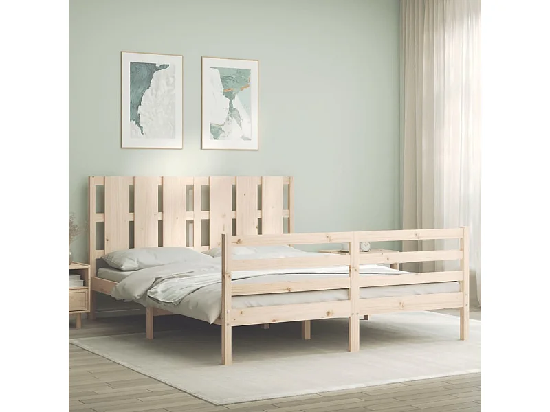 Lit double | Lit adulte | Cadre de lit bois massif 150x200 cm