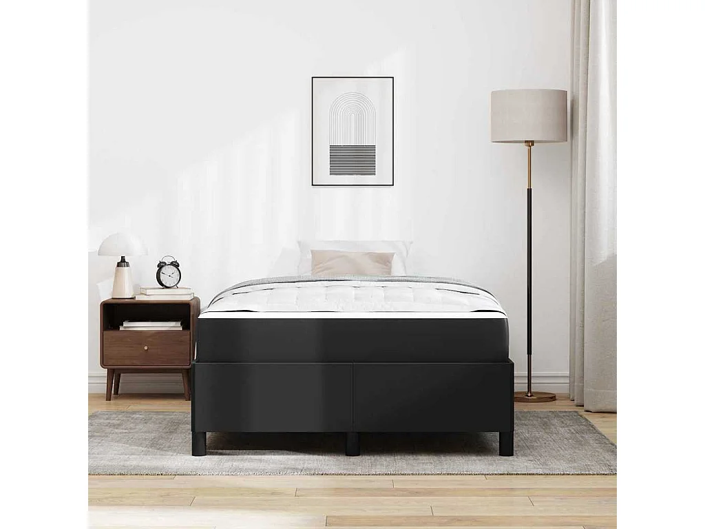 Letto singolo | Giroletto | Struttura del letto con materasso Nero 120x190 cm Tessuto